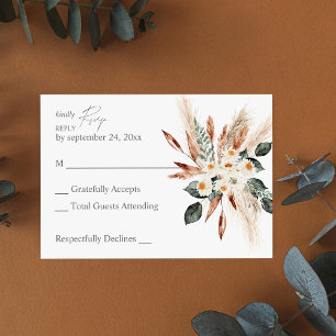 Cartons Réponse Boho Cuivre Feuilles & Pampas & Beige Floral no Re