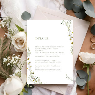 Cartons Réponse Boho Daisy Beidge Détails du Mariage Fleur sauvage