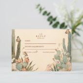 Cartons Réponse Boho Desert Cactus Floral Mariage (Debout devant)
