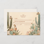 Cartons Réponse Boho Desert Cactus Floral Mariage (Devant / Derrière)