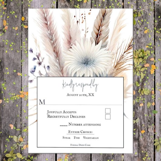 Cartons Réponse Boho d'hiver Mariage Floral | BLANCHE