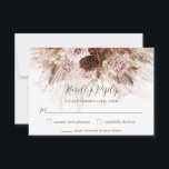 Cartons Réponse Boho Dusty rose Brown Floral Pampas Mariage en her<br><div class="desc">Conçue pour coordonner avec notre collection de mariages Boho Romance, cette carte RSVP de mariage chic présente une belle aquarelle rose poussiéreuse, rose brun clair et foncé et de l'herbe de pampas rustique. Personnalisez-le avec vos détails facilement et rapidement, appuyez simplement sur le bouton customiser pour réorganiser et formater le...</div>