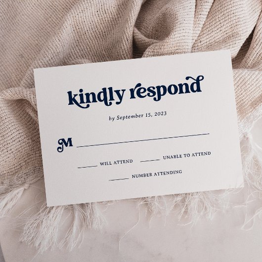 Cartons Réponse Boho et rétro bleu marine foncé et blanc