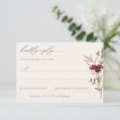Cartons Réponse Boho Fall Fleur sauvage Vintage Wedding (Debout devant)