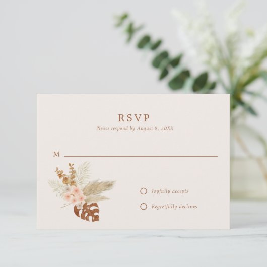 Cartons Réponse Boho Fall Flowers Rustique Mariage extérieur (Debout devant)