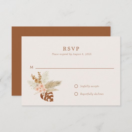 Cartons Réponse Boho Fall Flowers Rustique Mariage extérieur (Devant / Derrière)