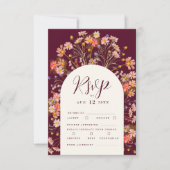 Cartons Réponse Boho Fall Rustic Fleur sauvage Floral QR code Mari (Devant)