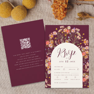 Cartons Réponse Boho Fall Rustic Fleur sauvage Floral QR code Mari