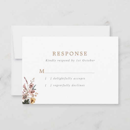Cartons Réponse Boho Fall Wild Flowers Mariage (Devant)