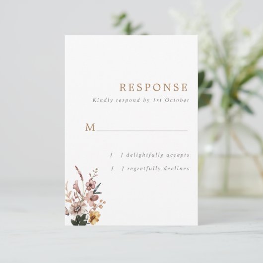 Cartons Réponse Boho Fall Wild Flowers Mariage vertical (Debout devant)