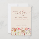 Cartons Réponse Boho Fall Wildflower Beige Terracotta Rust Wedding (Devant)