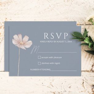 Cartons Réponse Boho Fleur sauvage simple Dusty Blue Wedding RSV