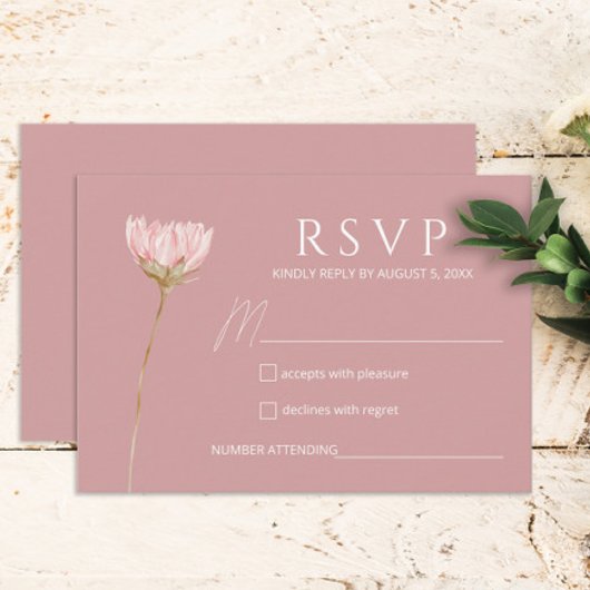Cartons Réponse Boho Fleur sauvage simple | Dusty Rose Wedding RSV
