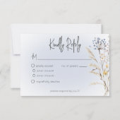 Cartons Réponse Boho Fleurs sauvages Moderne Blue Response Card (Devant)