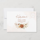 Cartons Réponse Boho Floral brûlé Orange Terracotta Mariage (Dos)