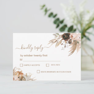 Cartons Réponse Boho Floral Citrouille Fall in Love