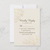 Cartons Réponse Boho Floral Gold Mariage (Devant)