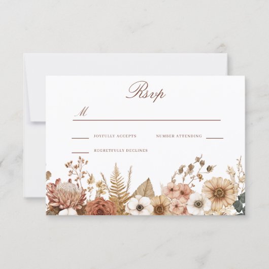 Cartons Réponse Boho Floral Wedding  (Devant)