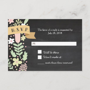 Cartons Réponse Boho Flower Wreath Russe Chalkboard Mariage