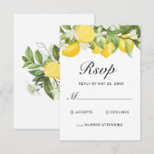 Cartons Réponse Boho Lemons Aquarelle Floral Mariage (Devant / Derrière)