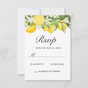 Cartons Réponse Boho Lemons Aquarelle Floral Mariage