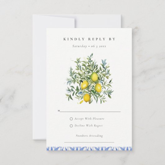 Cartons Réponse Boho Marocain Aquarelle Lemon Jaune Arbre Mariage (Devant)