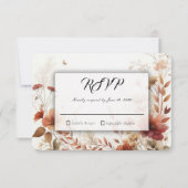 Cartons Réponse Boho Marron avec Papillons Fleurs de Mariage (Devant)