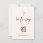 Cartons Réponse Boho Minimal Botanique Code QR Terracotta Mariage (Devant)
