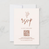 Cartons Réponse Boho Minimal Botanique Code QR Terracotta Mariage (Devant)