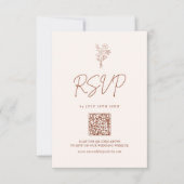 Cartons Réponse Boho Minimal Botanique Code QR Terracotta Mariage (Devant)