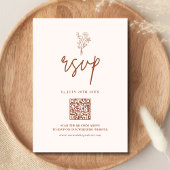 Cartons Réponse Boho Minimal Botaniques Terracotta QR Code Mariage