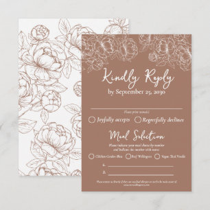 Cartons Réponse Boho Mocha Mousse moderne Mariage options de repas