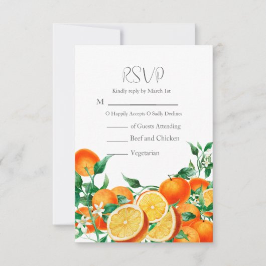 Cartons Réponse Boho Orange Blossom QR Code Mariage (Devant)