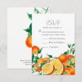 Cartons Réponse Boho Orange Blossom QR Code Mariage (Devant / Derrière)