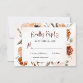 Cartons Réponse Boho orange rustique | Mariage aquarelle (Devant)