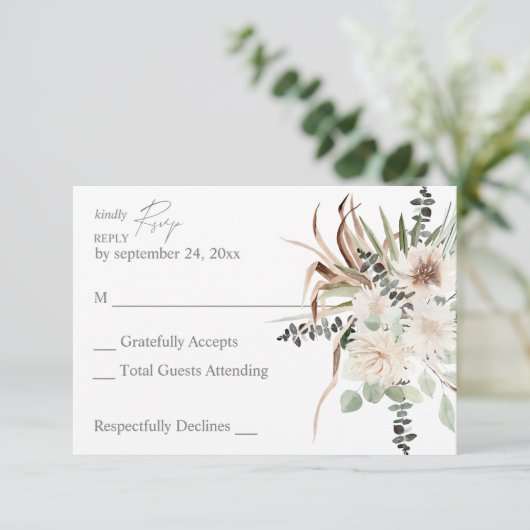 Cartons Réponse Boho Palm Feuilles Eucalyptus & Beige Floral no Re (Debout devant)