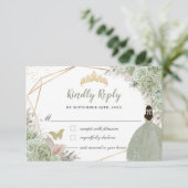 Cartons Réponse Boho Pampas Grass Sage Vert Floral Quinceañera (Debout devant)