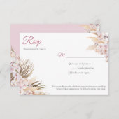 Cartons Réponse Boho Pampas Grass séché Floral Blush Rose Mariage (Devant / Derrière)