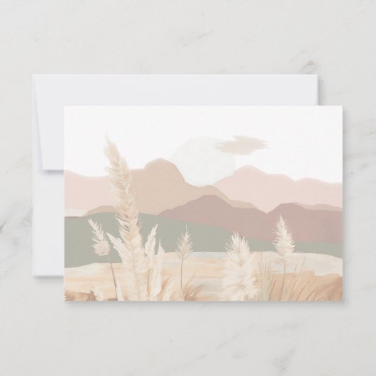 Cartons Réponse Boho Pampas Grass Website QR Code Mariage (Dos)