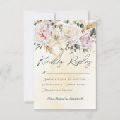 Cartons Réponse Boho Pampas & Roses Rose Mariage (Devant)