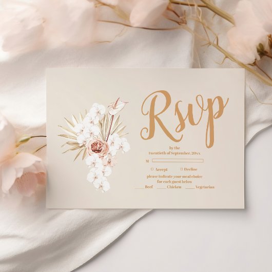 Cartons Réponse Boho Pampass Mariage floral