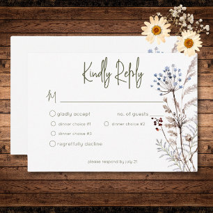 Cartons Réponse Boho Pastel Fleur sauvage Moderne Floral Trois Dîn