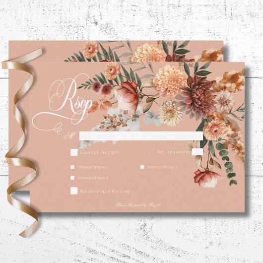 Cartons Réponse Boho Peach & Rust Floral Peach Blush Diner