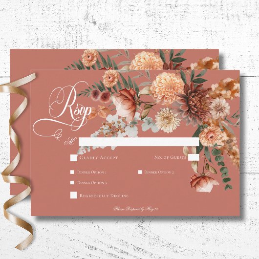 Cartons Réponse Boho Peach & Rust Floral Rust Diner