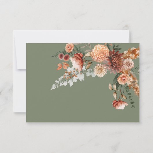 Cartons Réponse Boho Peach & Rust Floral Sage Green Dinner (Dos)