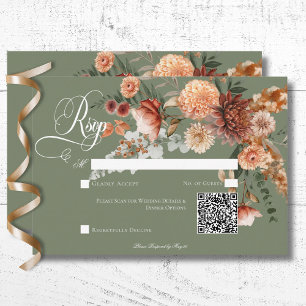 Cartons Réponse Boho Peach & Rust Floral Sage Green QR Code