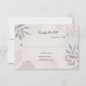 Cartons Réponse Boho Pink Bleu Botanique Feuille Mariage aquarelle (Devant)