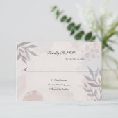 Cartons Réponse Boho Pink Bleu Botanique Feuille Mariage aquarelle (Debout devant)