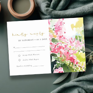 Cartons Réponse Boho Pink Green Bougainvillea Mariage