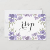 Cartons Réponse Boho Purple Aquarelle Florale Mariage (Devant)